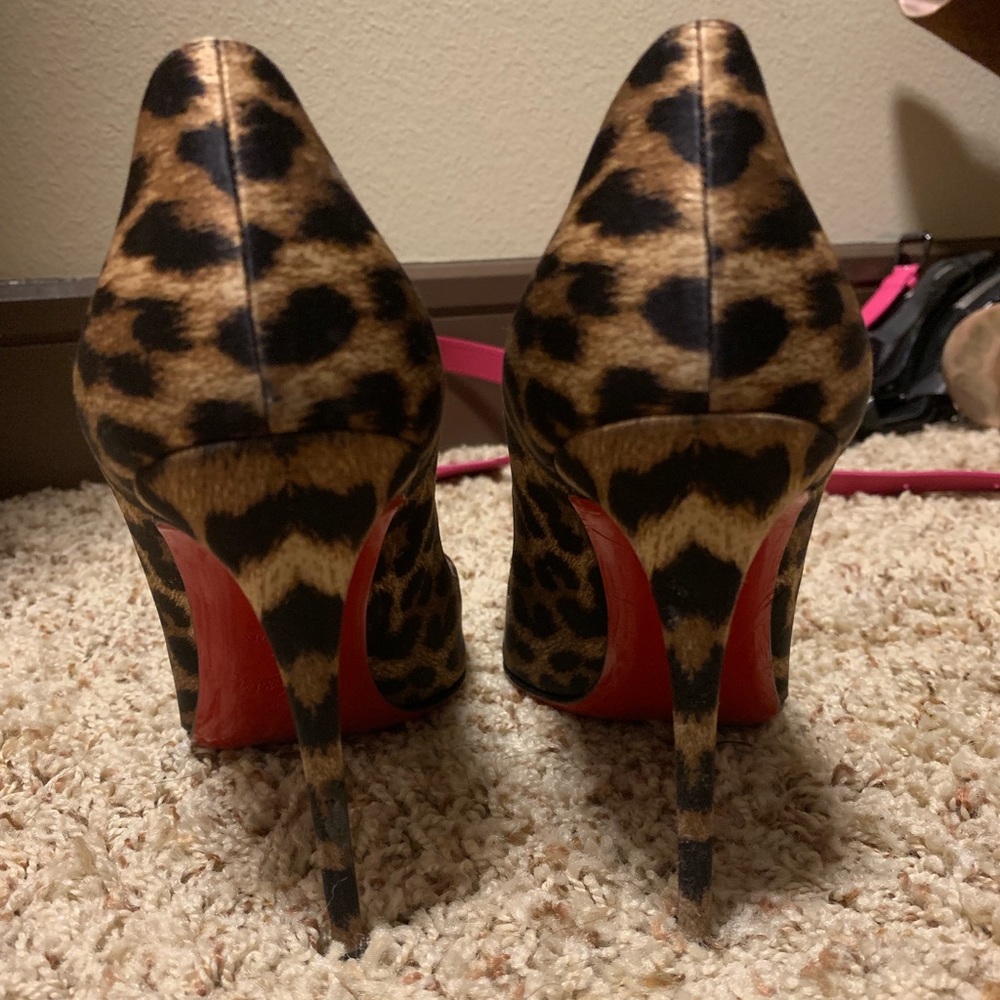 Christian Louboutin Satin Leopard Heels 8.5
